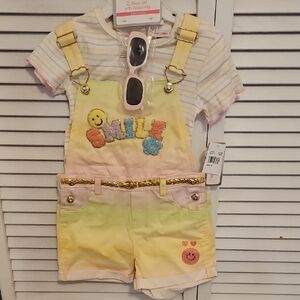 Kids Pastel Overalls with Smile Design Size 5t